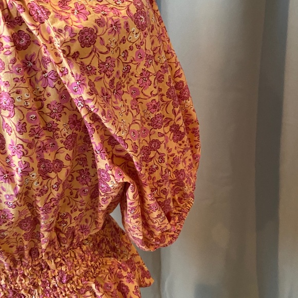 Old baby bloom sleeves Floral Pink Peplum Top - Picture 7 of 8